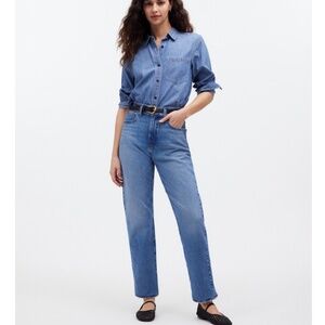 Madewell 90's Straight High Rise Crop Denim Jean Hazeldell Wash Size 31